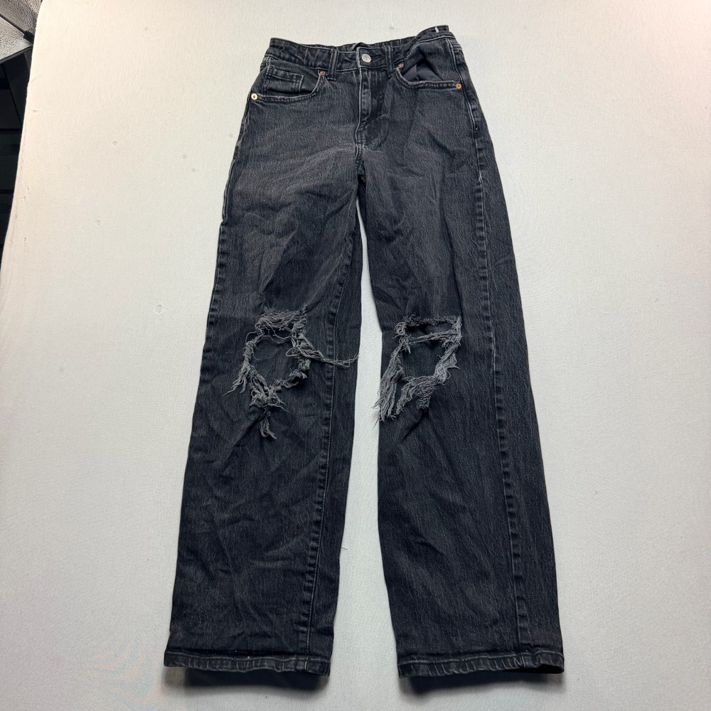 Wild Fable Jeans Women 0/25R Black Excellent Distressed Straight Leg High Rise